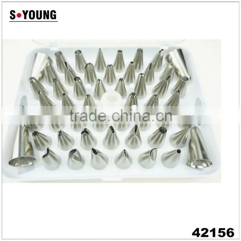 42156 52 Pcs 304 Stainless Steel Cake Master Decorating Tip Set, with Hinged Storage Box
