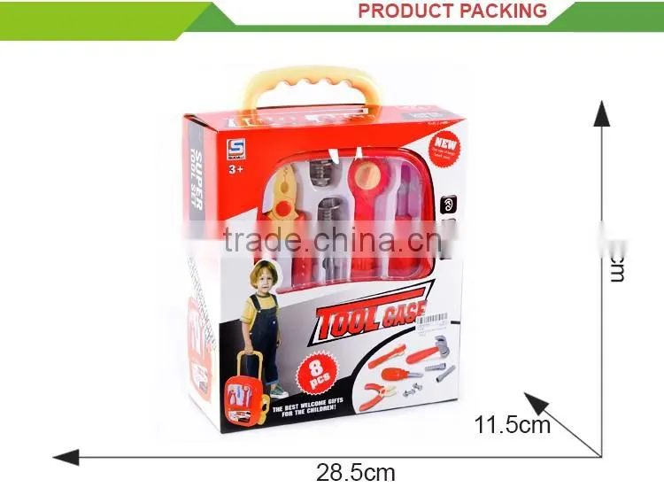 New design plastic kids play toy pink tool set