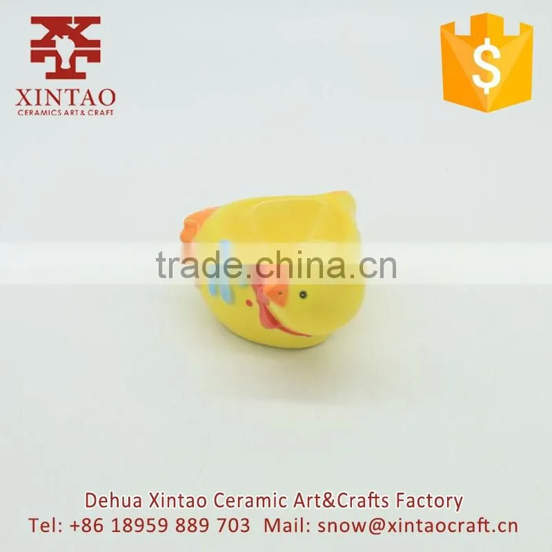 Yellow unique custom ceramic chicken candle holder