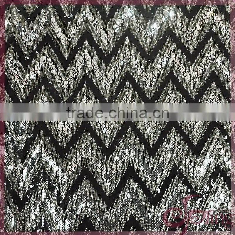 New arrival V-shape design wholesale cheap sequin lace fabric for party dress