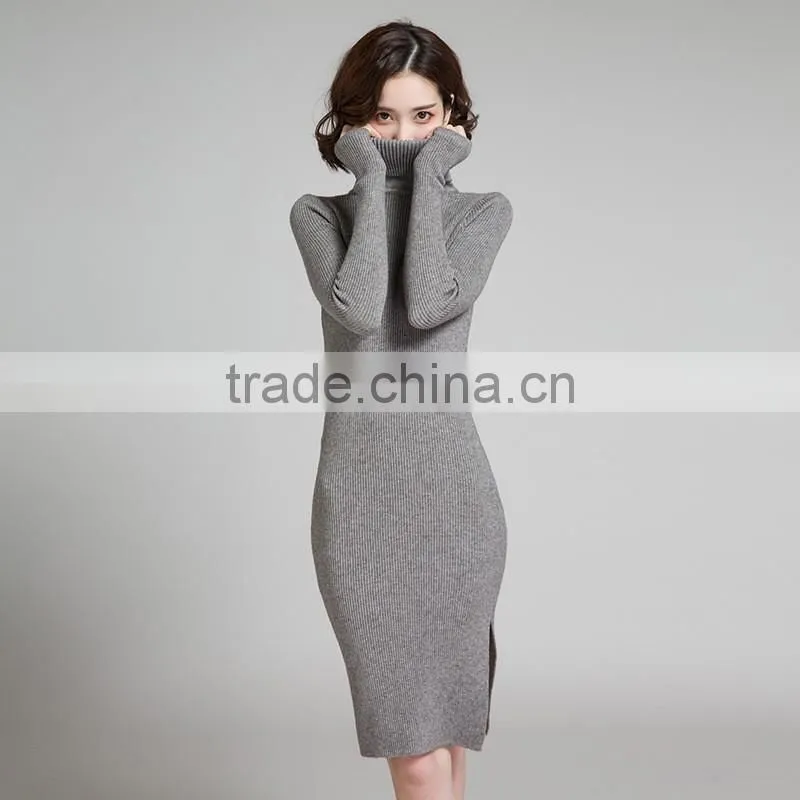 clothing factory 2016 winter latest pullover long knitted dress sweater designs for women