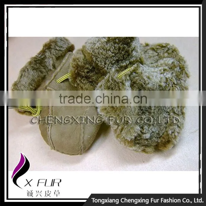 CX-SHOES-06C Genuine Sheared Sheep Skin Leather Funny Baby Shoes