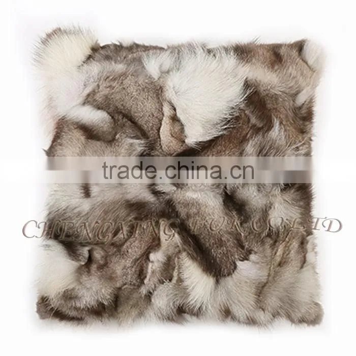 CX-D-101B Home Decoration Pillow Patchwork Real Fox Fur Cushion Cover