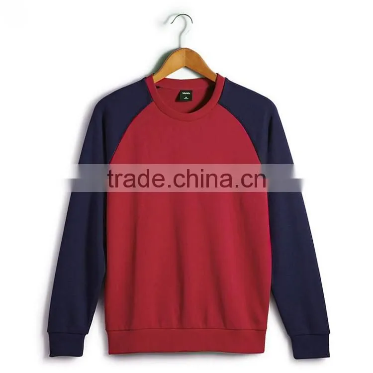 Blank sweater without hood contrast color men pullover sweater