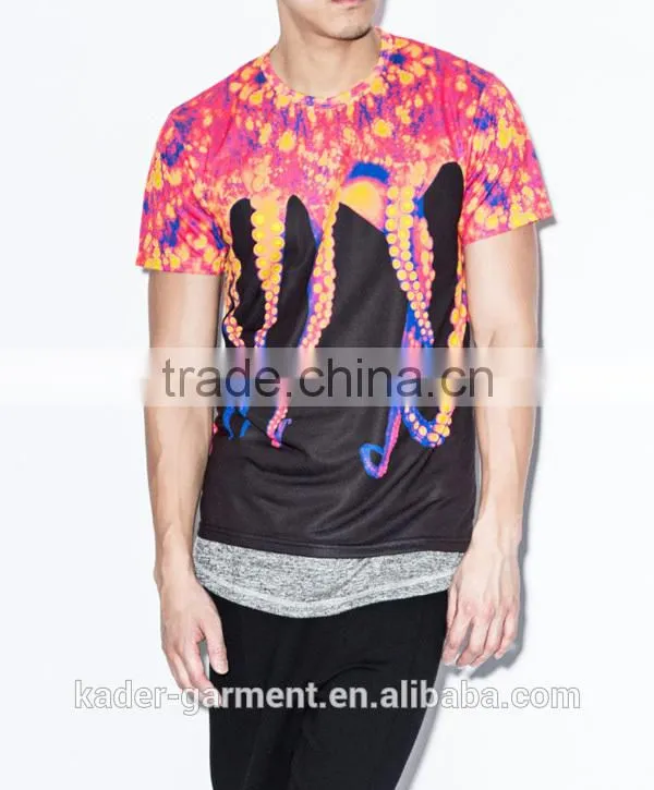 Octopus Sublimation T shirt Customize 100% Polyester Sublimation T Shirts