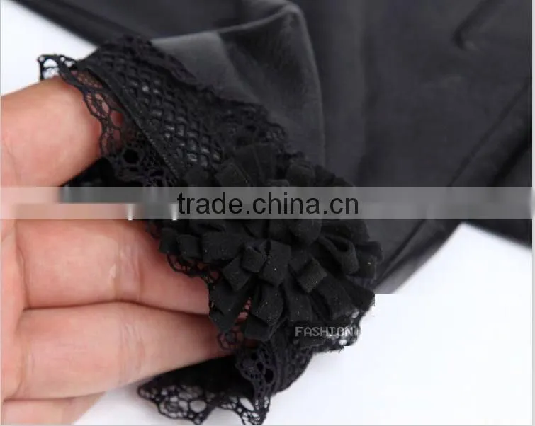 2014 fashionable flower woman china manufacturer leather gloves