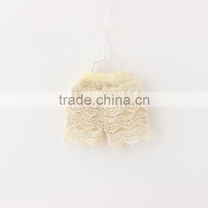 New Arrival Layered Knitted Beige Color Girls Ruffle Shorts