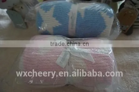 super soft 100% Cotton/bamboo/chenille /acrylic/polyester Knitted / Jacquard throw Blanket