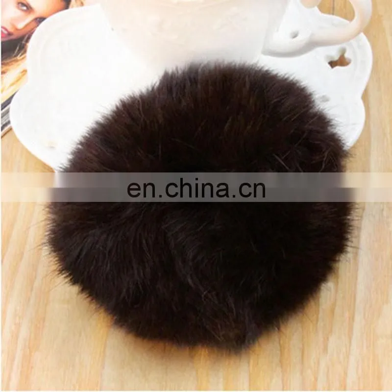 High quality handmade girl fur hairband real rabbit fur hair ring wholesale
