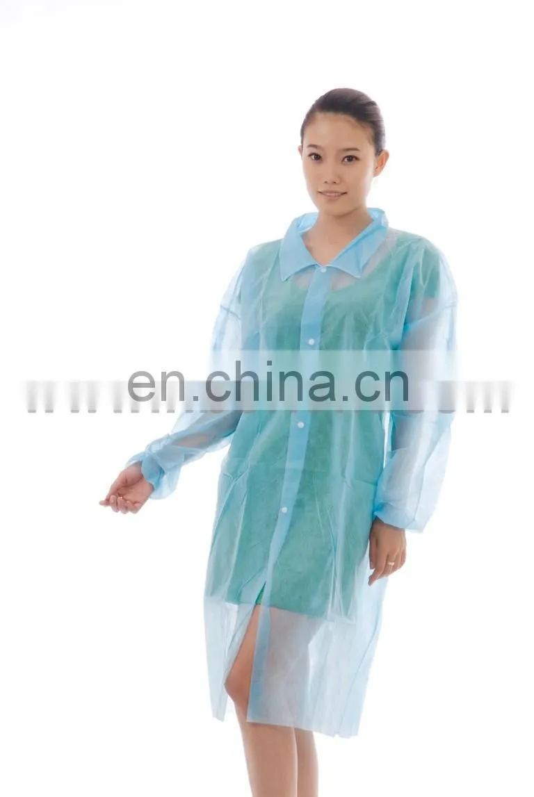 Cheap Disposable Lab Coat With Collar and Snap For Sale