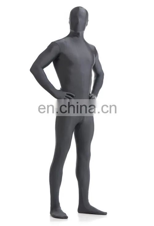 Fancy Dress Halloween Costume Grey Spandex Lycra Full Body Zentai Suit Unitard