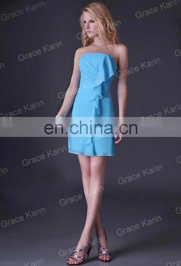 Grace Karin Stock Short Blue Bridesmaid Party Dresses CL3468