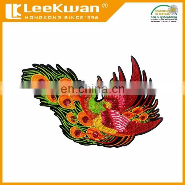 Colorful sequin embroidery applique with sew-on backing