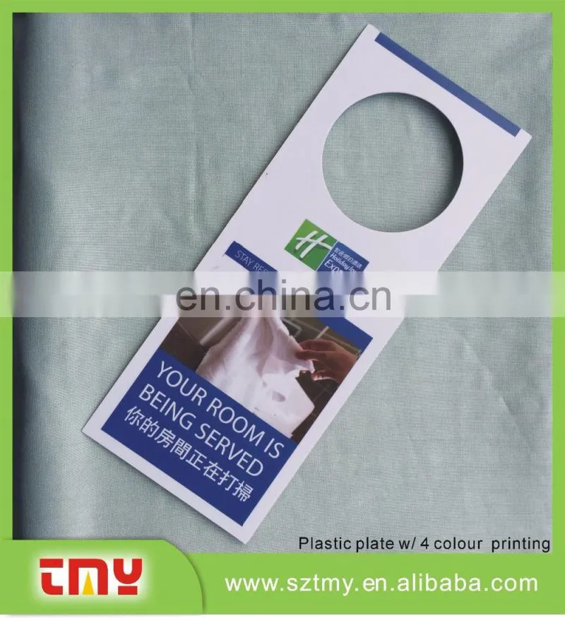 Custom shape offset printing pvc hotel room door hanger
