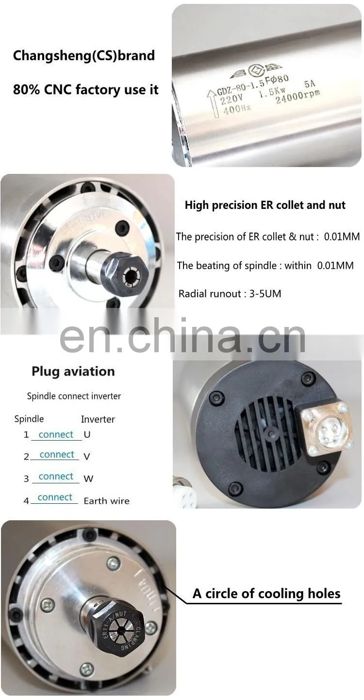 1.5KW ER11 Electric AC Spindle Synchronous Air Cooling Spindle Motor