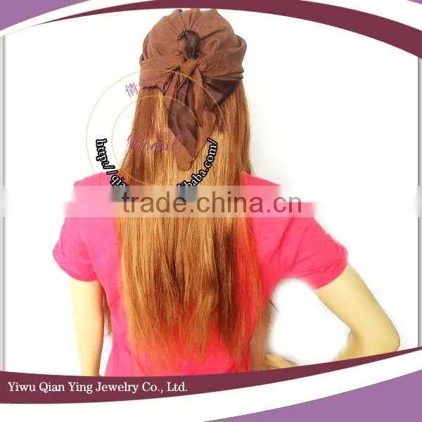 ladys brown hats with hair attached