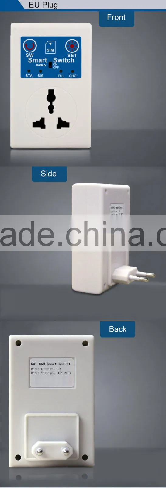 AC110-220V 2200W 10AMP GSM Remote Control Power Switch Suitable for AU/EU/UK Plug with Power Failure SMS Reminder Automatically