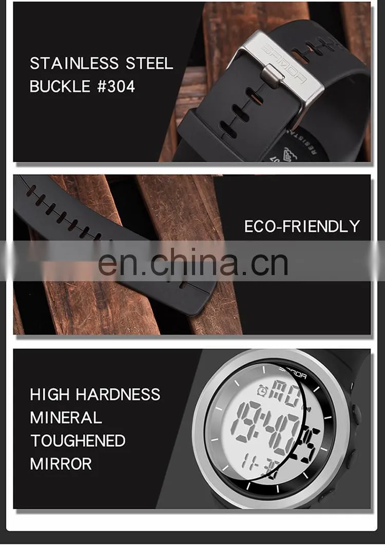 Sanda 6007 Sports Men LED Electronic Watch Chrono Alarm Waterproof Functional Digital Wristwatch