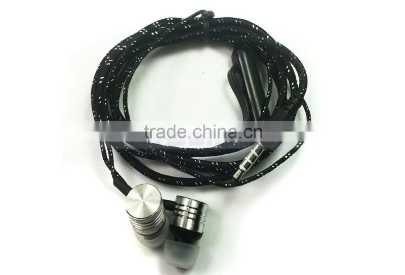 3.5MM Weave Braided Fabric Cord Earphone with MIC for iPhone 6 Plus S Galaxy S7 Edege S6 Note 5 S5 HTC Smart Phone