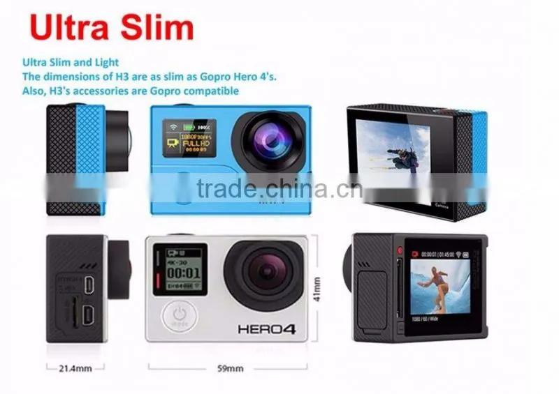 Hot sale H3 full hd 1080p action camera 4k sj8000 outdoor sport 4k mini camera action video camera