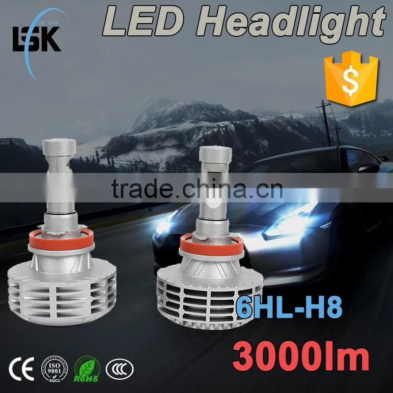 Lanseko 2015 newest G6 fanless all in one 5 color DIY freely h8 auto led headlight bulbs 12v 35w