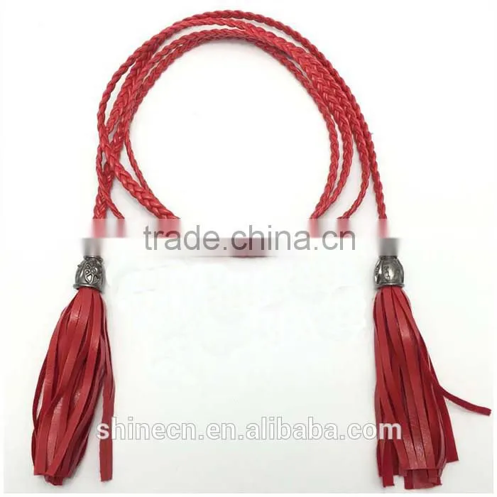 Women Hand-woven Chain Belt Korean Fashion Decorate Slim Leather Chain Belt
