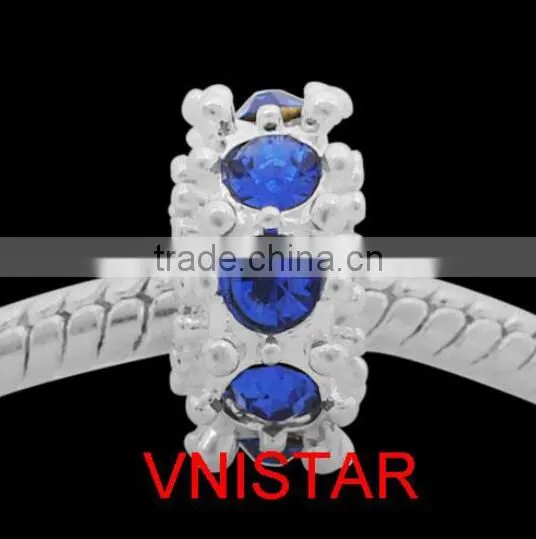 Vnistar Silver plated beads with 8 pieces stone beads in different colors size in 6*11mm PBD850 for bracelet