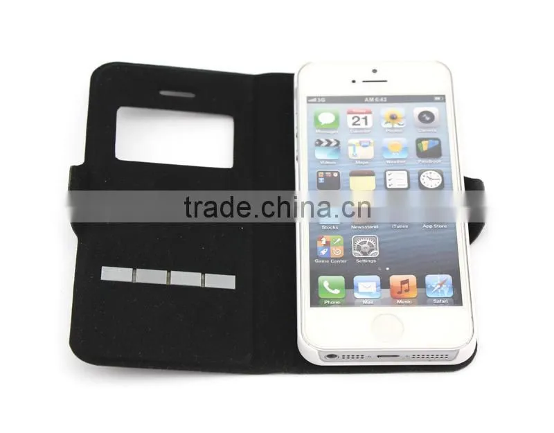 Ultra slim Leather Flip Case for iphone 5g,high quality flip leather case, cell phone case