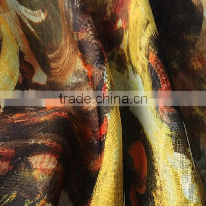 2016 digital fabric textile 100% polyester silk chiffon printed fabric wholesale