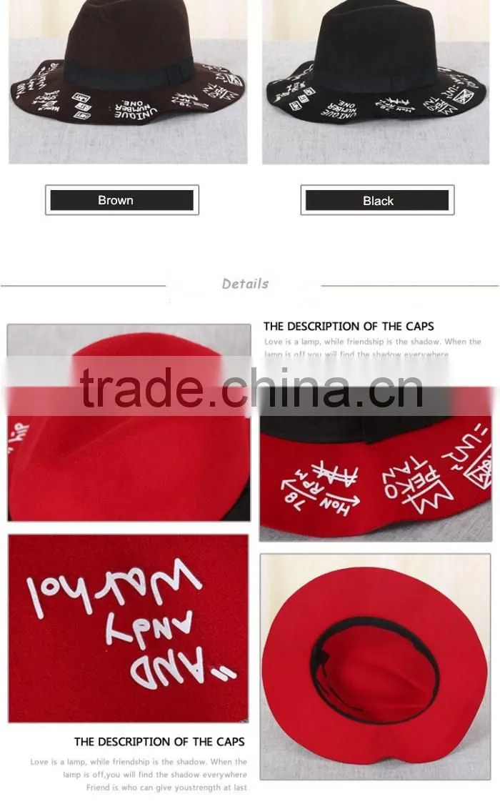 New wholesale fashion imtation wool fedoras hat with ribbon for adult