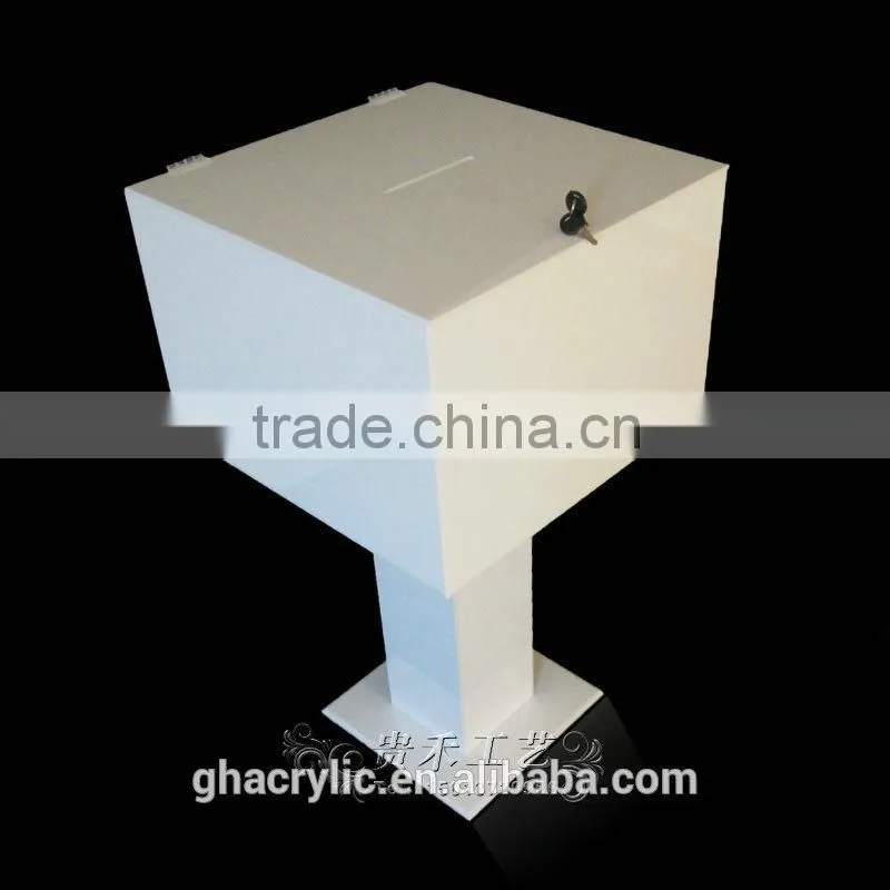 GH-RJ001Shenzhen factory wholesale acrylic donation boxes with locks/white donation boxes