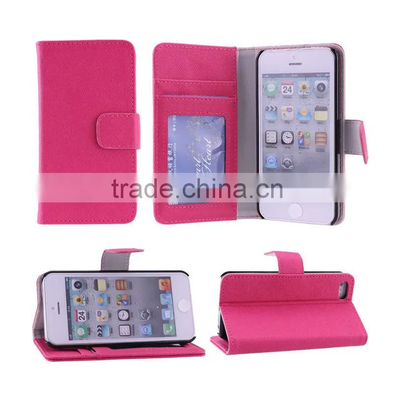 For Apple Iphone 5c Wallet Hard Cover PU Leather Case