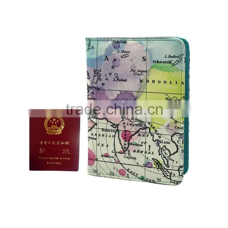 World map leather PU passport cover, travel passport case