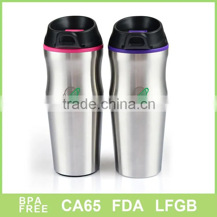 stainless steel water mug with plastic inner and pp lid