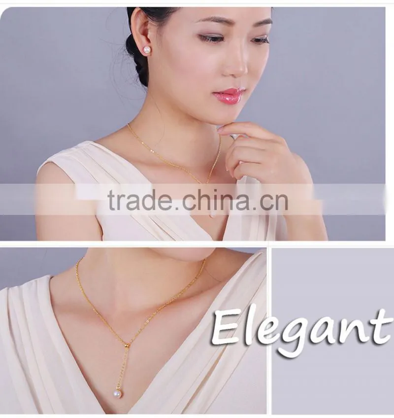 freshwater pearl pendant 8-9mm round pearl with s925 chain with adjustable length