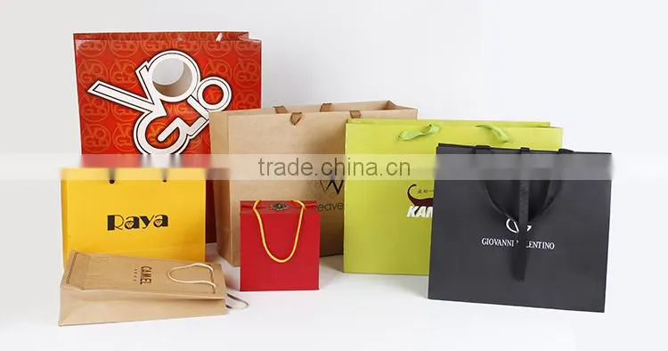 Branded empty rope handled custom high glossy paper bags