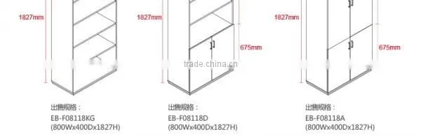 Office wooden filling cabinet locking wood storage bookcase