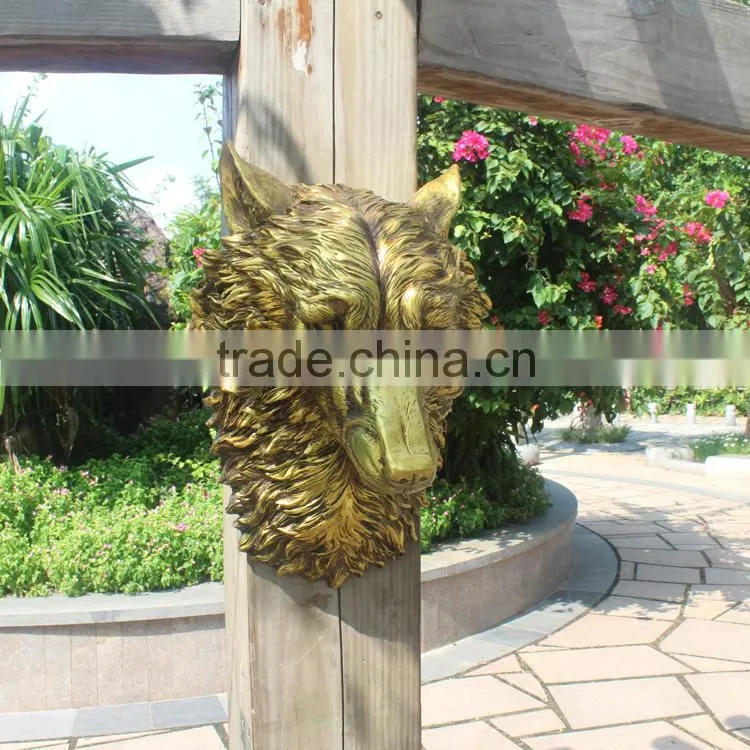 Living room decoration poly resin giant wolf head