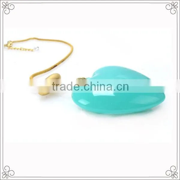 Orange Heart Shaped Resin Pendant Necklace With Gold Plated Chains