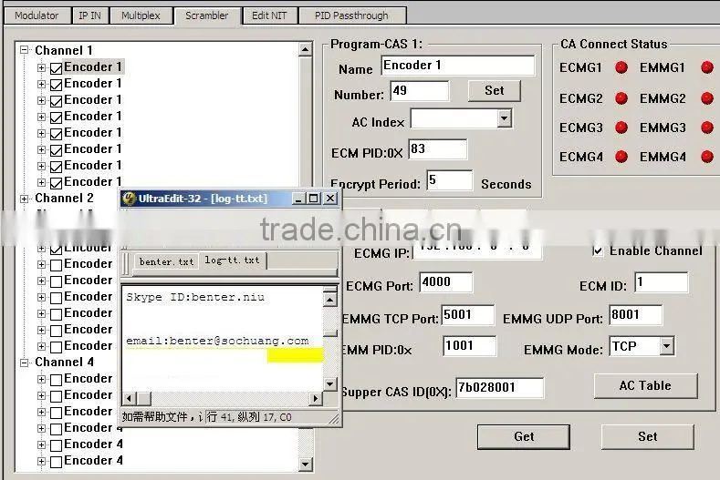 IP scrambler QAM modulator (TS IP/multicast gigabit in,4*DVB-C RF out)