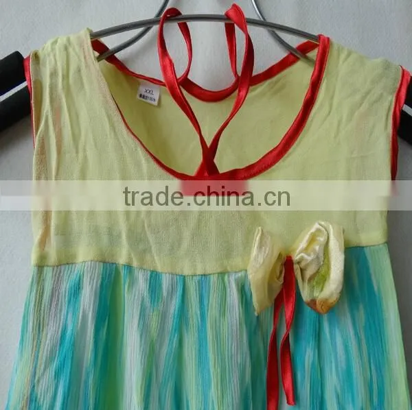 2015 newest style fashion 100% pure minion silk dress for children