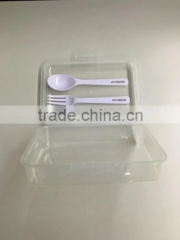 PP lunch box with spoon and fork