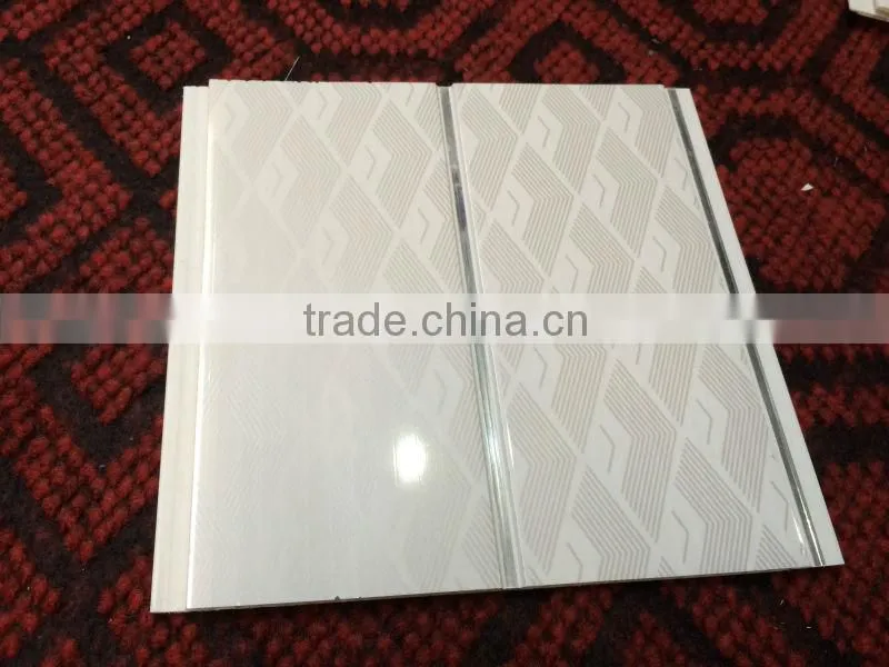 building materials waterproof fireproof 20cm ceiling design silvery line pvc panel ceiling
