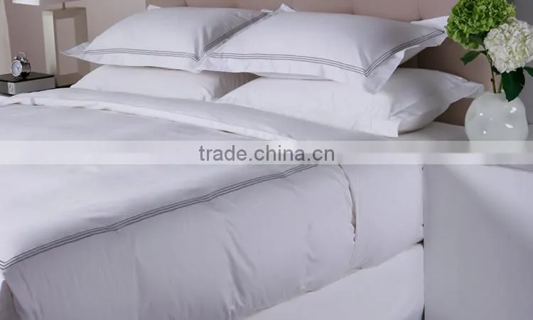 Linen Pro Full Size Plain Embroider Pure Cotton Hotel Linen Bedding Set