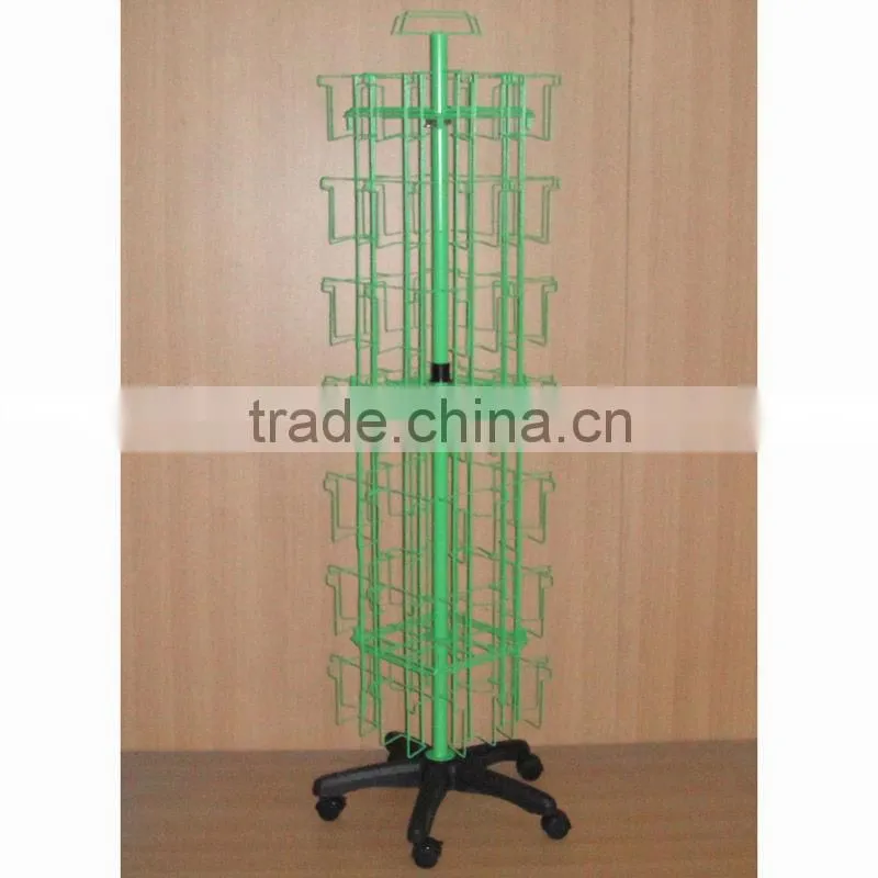 64 pockets floor spinning card display fixture with CE certificate