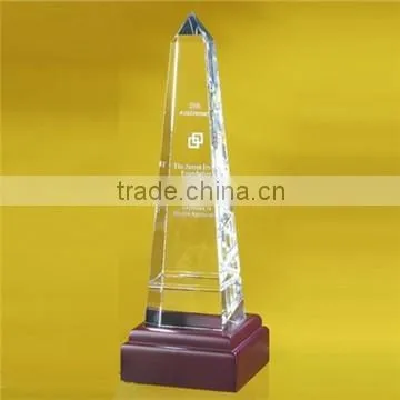 Wholesale Cheap Special design tower shape Crystal VIP Trophy with clear base for souvenirs