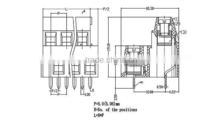 UTL High Demand Import Products Euro PCB Screw Terminal Pin block Connector 5mm 5.08mm 300V/15A