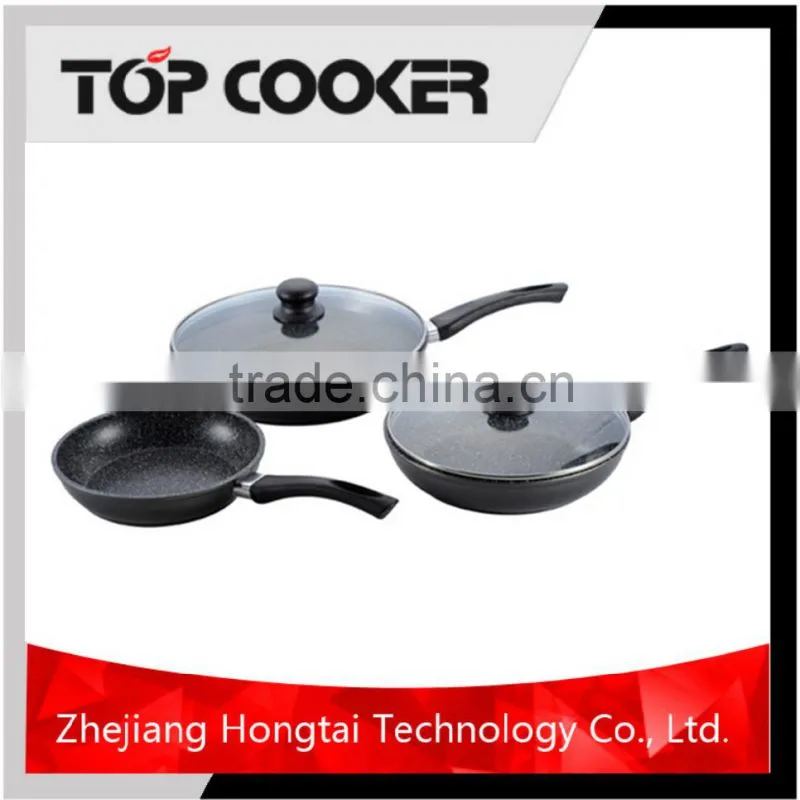Aluminium forged marble coated kitchen cookware set