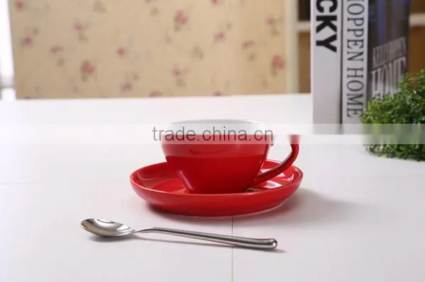 color glaze porcelain coffee cup with saucer