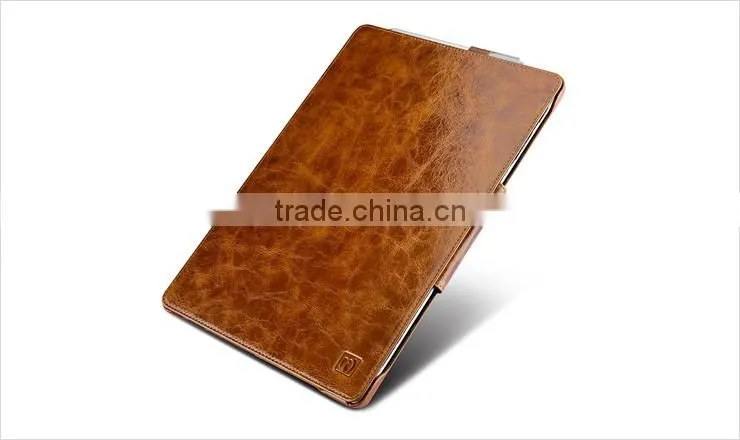 ICARER Genuine Leather Case for Microsoft Surface Pro 4 Flip Cover with Stand Function Vintage Series